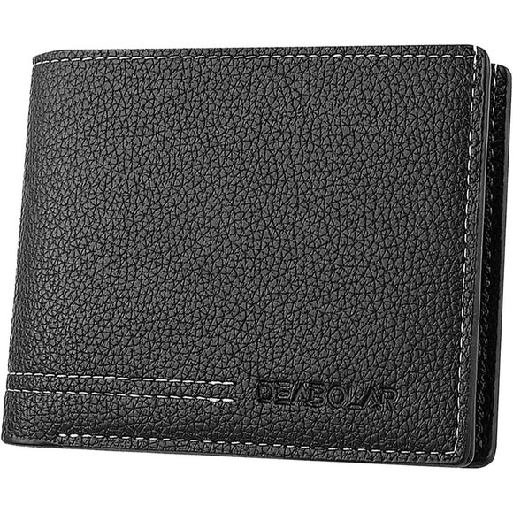 Men Wallet Black PU Material 4 Card Holder 2 Money Pockets 1 Clear Window - Picture 1 of 7
